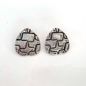 Embossed Silver Stud Earrings Boho Earrings
